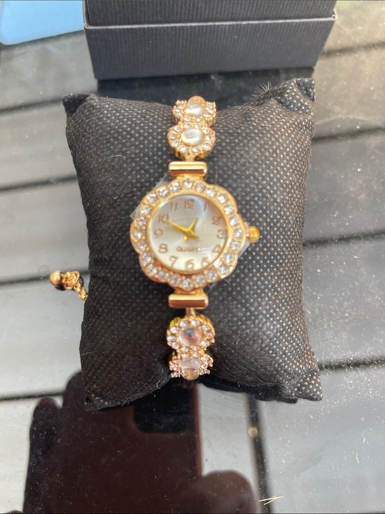 Accessories - Gold Crystal Accent Women's Bracelet Watch - Quartz